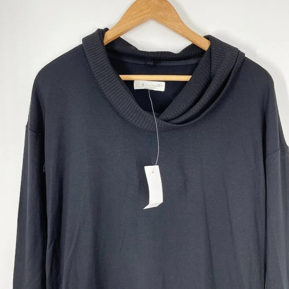 Lou + Grey Womens Cowl Neck Tunic Basic Top Black Signature Soft Long Sleeve - Picture 7 of 7
